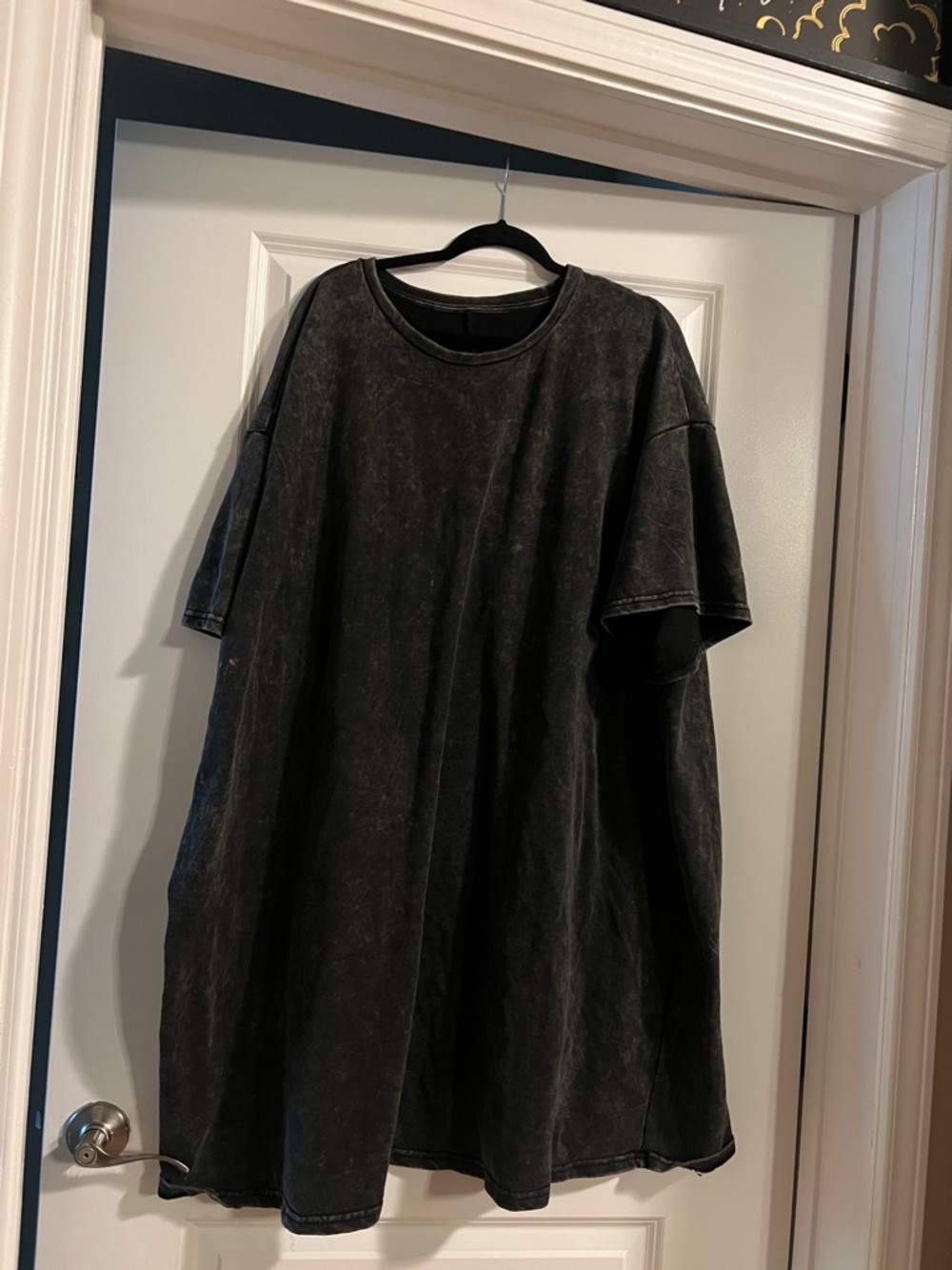 Black Mineral-Wash Crew Neck T-Shirt Dress